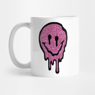 Pink Glitter Drippy Smiley Face Mug